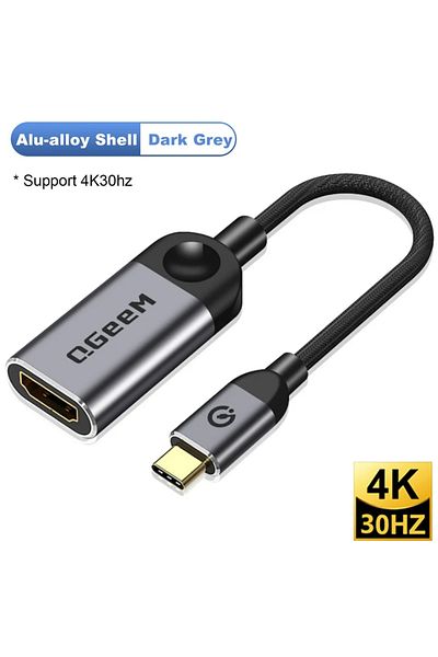 Choice 0.15m 4k30hz Grey Alloy Qgeem Usb C To Hdmi Adapter 4k Cable, Usb Type-c To Hdmi Adapter Thunderbolt