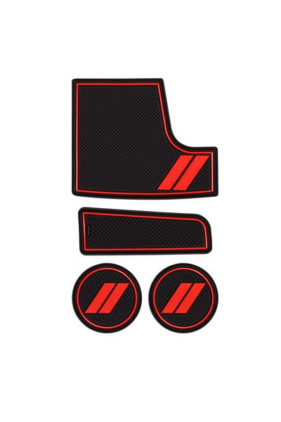 YOCTM Red Car Non-slip Door Groove Mats Gate Slot Mat Water Cup Holder Anti-dust Pad For Dodge Charger 201