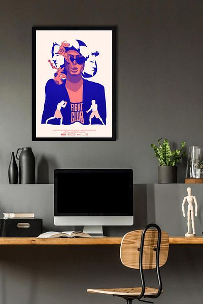 Saturn Fight Club Framed Painting - Fight Club Movie Poster Painting