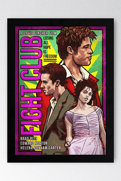 Saturn Fight Club Framed Painting - Fight Club Movie Poster Painting