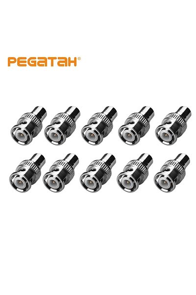 PEGATAH 10 قطع 10 قطع 2 قطعة Jr-b9 موصل BNC إلى RCA موصل BNC صغير وقصير لنظام CCTV AHD
