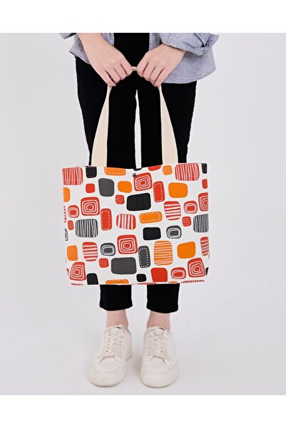 Pure Touch |   Canvas Women's Bag, Large Size, Lined, Snap Fastener, Inner Po...