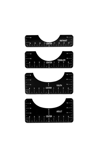 Choice Black 4pcs T-shirt Ruler Guide Shirt Alignment Tool T-shirt Alignment Ruler With Clothing Size Chart