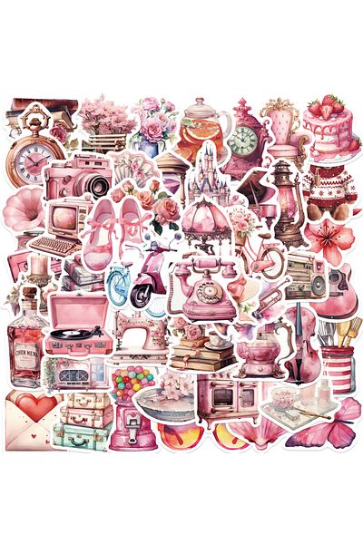 Choice 60PCS Cute Pink Girl Graffiti Stickers Aesthetic Decals for Water Bottles Laptop Scrapbook Phone ...