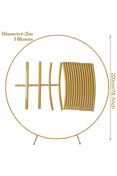 Choice كما هو موضح 2 متر حامل دائري معدني قوس زفاف قوس بالون دائري قوس زهرة خلفية ذهبية إطار DIY