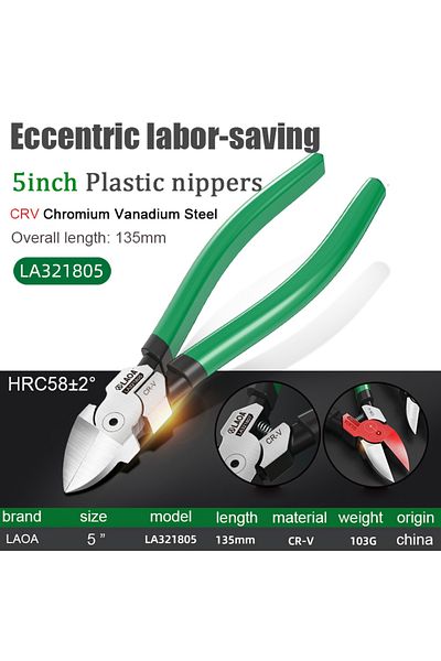 LAOA 5inch Plactic Pliers Eccentric Labor-saved Industrial Plastic Nippers Cr- V Steel Side Cutter M