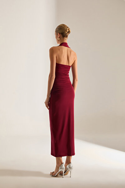BETTY & SAM Stirling Oboustranné burgundské midi šaty
