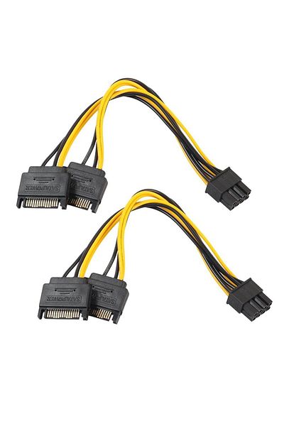 Ninth World محول مقسم بطاقة فيديو PCI Express PCI-e ثنائي 15 سنًا من نوع Sata إلى PCI 8 سنون (6 2) من نوع Pci Express بطول 20 سم، قطعتان