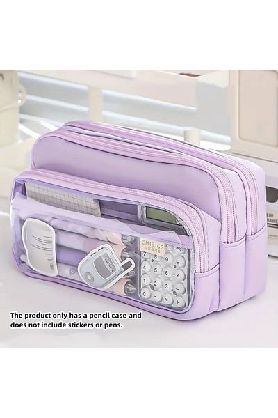 Choice Purple New Large Capacity Pencil Case Stationery Pen Bag Beauty Bag Portable Cosmetic Storage Bag Ba