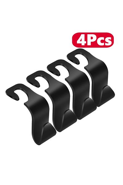 DUTRIEUX Black 4pcs 4Pcs Hooks for Bags Car Clips Front Seat Headrest Organizer Holder Auto Fastener Hangers