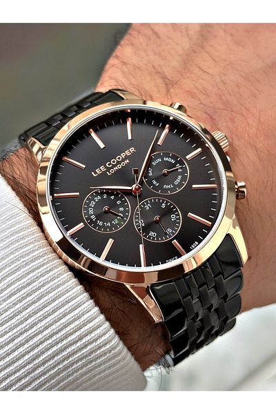 Lee Cooper Function Black Color Steel Band Men's Wrist Watch 7359.450