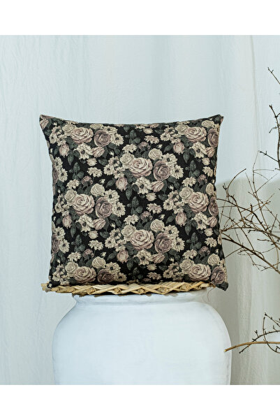 ASDİVA Bohemian Style Linen-Cotton Digital Printing Floral Pattern 45X45 Throw Pillow Cover