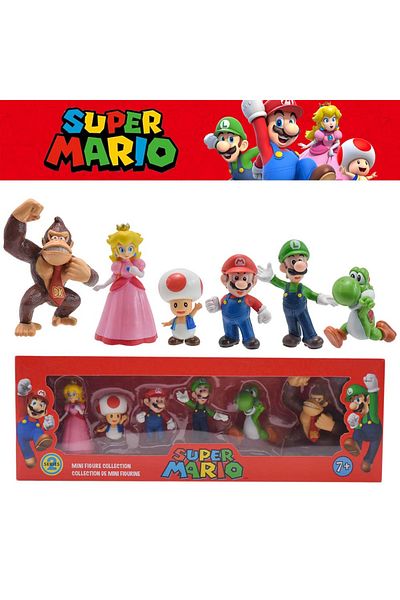 Choice With Box 6 Pcs 6pcs/set Super Mario Figure Bowser Princess Luigi Cartoon Game All Star Collection Ka