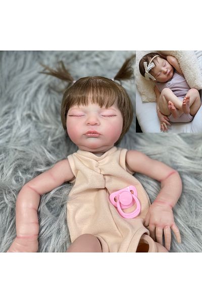MRB With Cloth Body Painted Kit 20 Inch Already Painted Reborn Doll Kits Laura With Hair Transplant Life