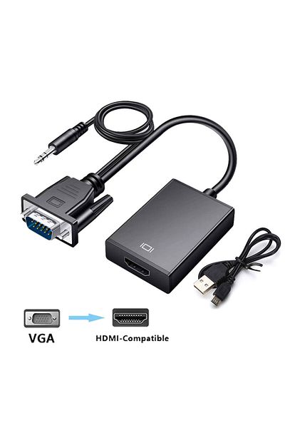 Choice كابل محول VGA إلى HDMI 1 متوافق مع Full Hd 1080p مع مخرج صوت Vga Hd