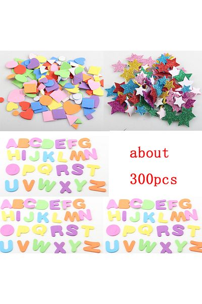 Choice About 300pcs Self Adhesive Mini Geometry Shape Eva Foam Stickers Kids Diy Art Craft Glitter Stars Le