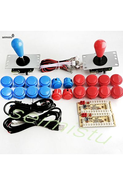 Choice 2 Player-blue-red Arcade Joystick Copy Sanwa Game Machine Arcade Console Diy Kit Push Buttons For Pc