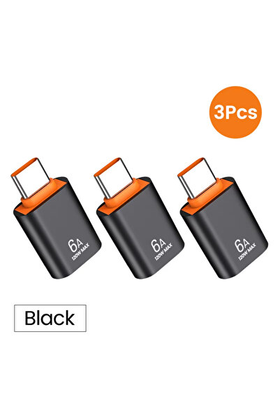 Choice 3 Black moder C NNBILI 3Pcs USB 3.0 OTG Adapter 6A Fast Charging Type C Male To USB3.0 Female Conver