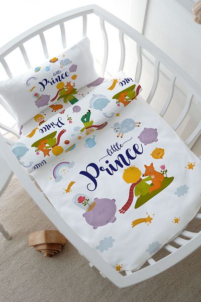 Tuğba Kuğu Park Bed Duvet Cover Set for Baby Series - 80X120, Little Prince and Fox