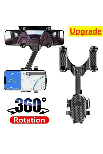 Choice حامل هاتف للسيارة يدور 360 درجة باللون الأسود، مثبت في مرآة الرؤية الخلفية، حامل هاتف السيارة، حامل نظام تحديد المواقع العالمي (GPS)