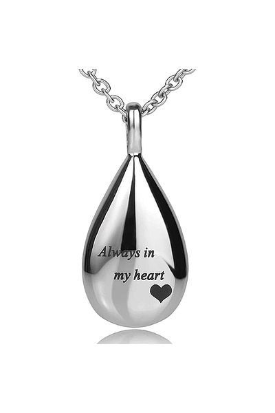 Choice Silver Teardrop Ashes Necklace Keepsake Urn Pendant Simple Elegant Cremation Memorial Jewelry -alway