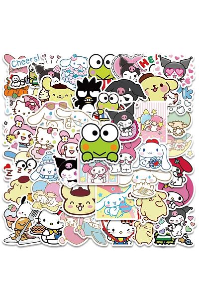 Choice Gt201-50pcs Cute Sanrio Pompom Purin Stickers Hello Kitty Graffiti Decals Pvc Waterpoorf Diy Suitcas