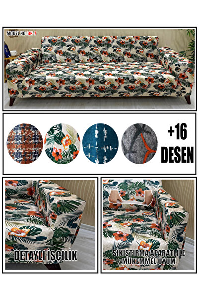 KILIFSAN Desenli̇ Kadi̇fe Kumaş Üçlü & Çekyat Koltuk Kilifi
