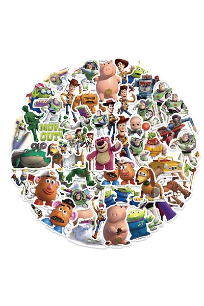 Choice 50pcs 50pcs Disney Cartoon Toy Story Stickers Movie Anime Decal Skateboard Guitar Laptop Cute Kawaii