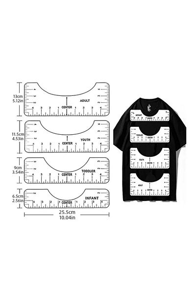 Choice 4pcs White 4 Pcs T Shirt Alignment Ruler Transparent Acrylic Alignment Graphics Ruler For Clothes Fr