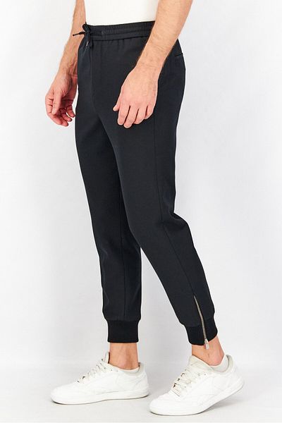 The Kooples بنطال رياضي سادة بقصّة عادية للرجال، أسود