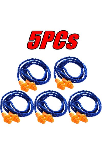 DUTRIEUX Orange 10Pairs Soft Silicone Corded Ear Protector Soundproof Earmuffs Noise Protection Earplugs Slee