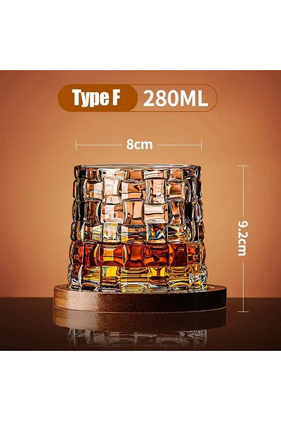 Choice 280ml Type F Tumbler Whiskey Glass With Base Crystal Whiskey Glasses Rotating Spinning Wine Brandy G