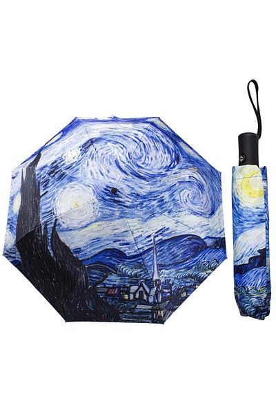 Choice Starry Sky Van Gogh Oil Painting Automatic Umbrella Small Fresh Vinyl Umbrella Oil Painting Automati