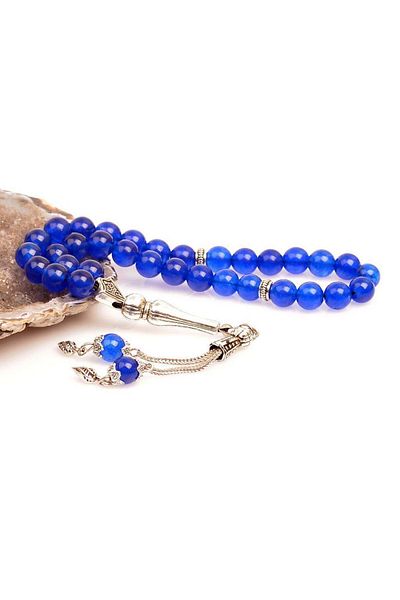 Taş Sandığı Blue Jade Stone Rosary (8 mm)