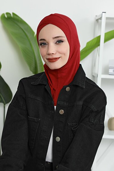 Aisha's Design Combed Cotton Bonnet with Cross Detail on the Front, Tb-4, Tb-4, Burgundy