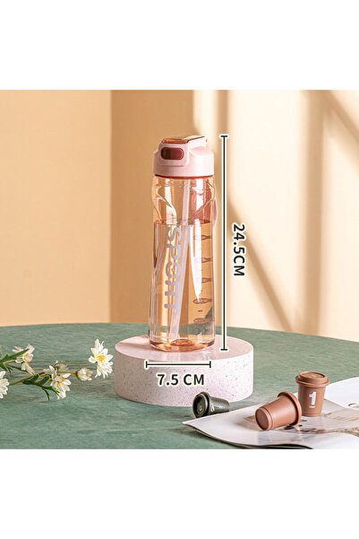 Choice زجاجة مياه بلاستيكية شفافة بسعة كبيرة 800 مل وردية اللون مع شفاطة للشر...