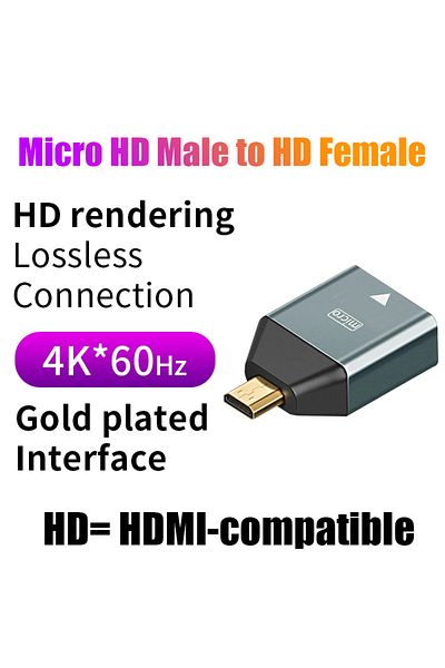 OIMG محول 4K 60HZ Mini Micro HD إلى HDMI متوافق مع بطاقة الرسومات للكمبيوتر المحمول والكاميرا والتلفزيون Mon.