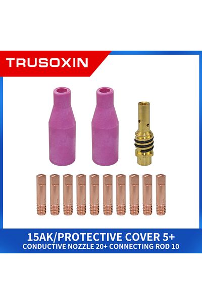 GUUELD 0.8mm 13pcs Welding Torch Gas Ceramic Nozzle 15ak Argon Arc 0.6/0.8/1.0/1.2mm Nozzle Holder Contact