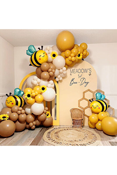 Choice مجموعة قوس بالونات النحلة ذات الطراز الآخر 1 باللون الأصفر الخردلي وال...