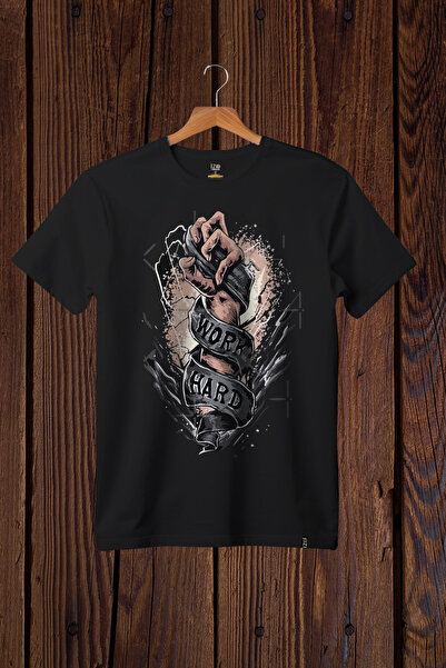 FECCY Tricou oversize din bumbac cu imprimeu Work Hard