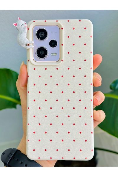 Go Aksesuar جراب سيليكون بتصميم قطة منقطة متوافق مع Redmi Note 12 Pro 5G مع لعبة