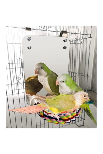 Choice مرآة الطيور مع قفص مجثم أرجوحة لعبة الببغاوات العصافير الببغاوات الصغيرة حبل حامل للببغاء الحيوانات الأليفة...