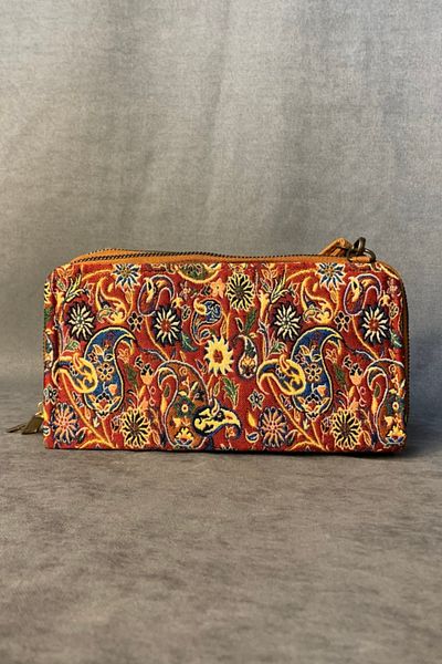 Uretti - Husseyin 1361 Portofel / Geantă de talie pentru femei cu curea cu model etnic și fermoar dublu - 11 X 21 cm