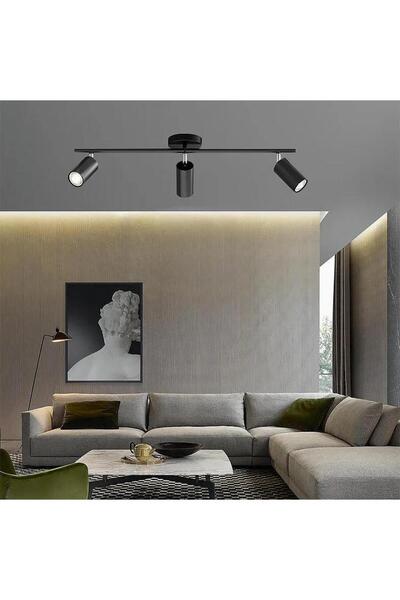 Rsylight Retro Metal Siyah 3 Lü 180 Derece Hareketli Led Spot Avize Günışığı ...