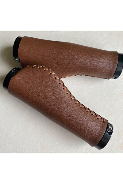 Choice غطاء مقود دراجة من الجلد الصناعي باللون البني الداكن، مناسب للدراجات ا...