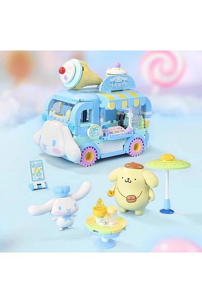 Choice Burger Cart Sanrio Series Building Blocks Hello Kitty Pochacco Burger Car Pom Pom Purin Cinnamoroll