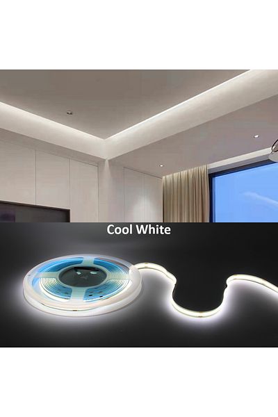 MJJC 5m Cool White 6000k Fob Cob Led Strip Lights 12v 2m 3m 5m High Density Flexible Diode Tape Light 300