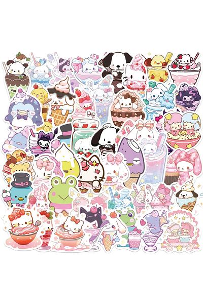 Choice 50pcs 10/30/50pcs Funny Cute Sanrio Ice Cream Sticker Cinnamoroll Hello Kitty Graffiti Decal Laptop