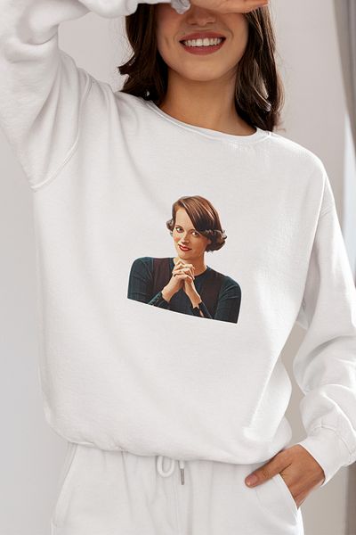 qoeuyl boutique Fleabag unisex, δώρο Φούτερ με στάμπα τριών νημάτων 100% βαμβακερό με λαιμόκοψη