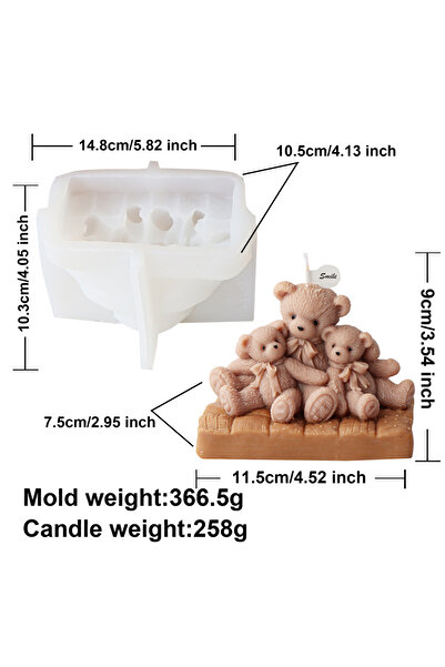 Choice قالب دب تيدي 1 قالب شمعة سيليكون ثلاثي الأبعاد على شكل دب جالس وواقف D...